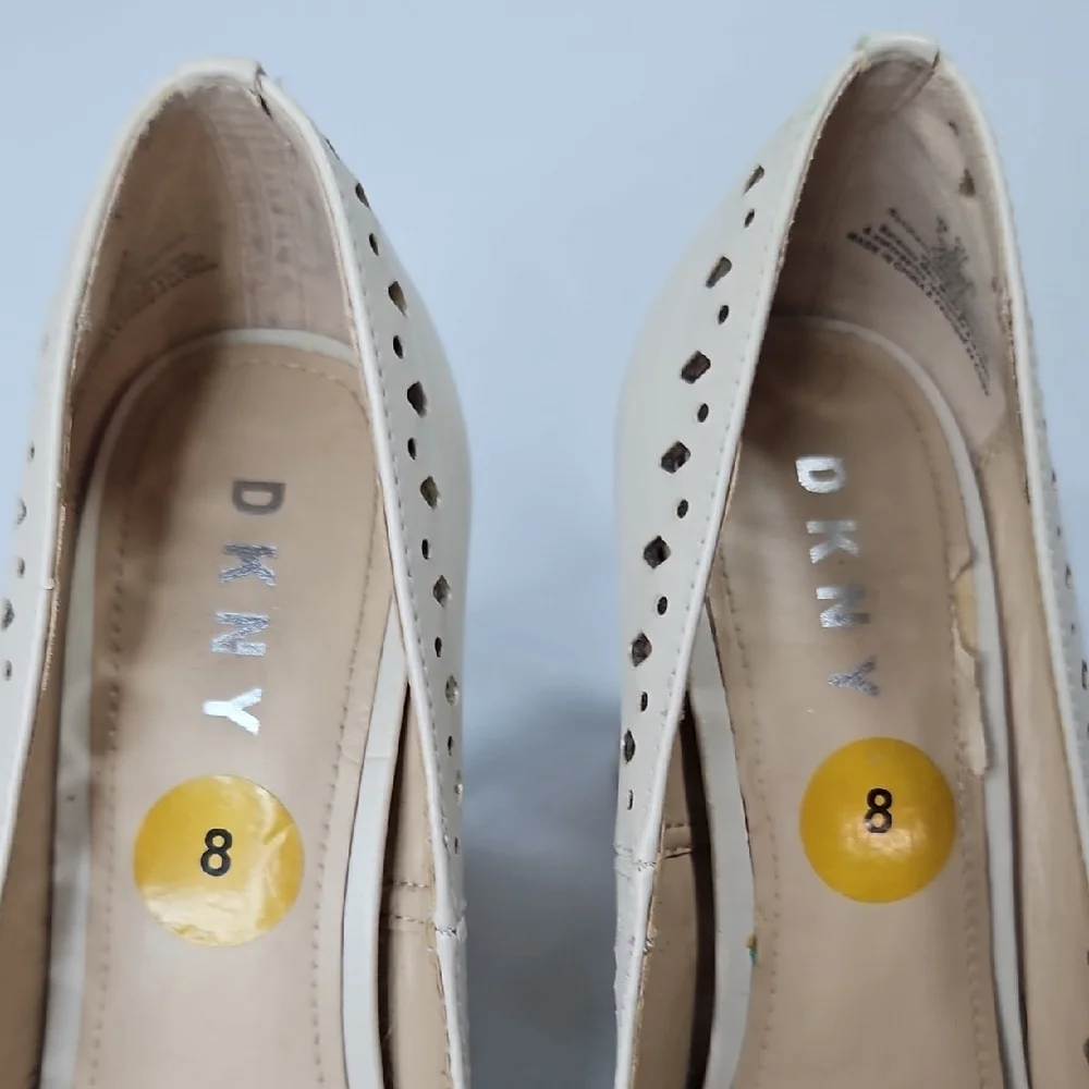 DKNY Cream Cut-Out Peep Toe Heels Size 8